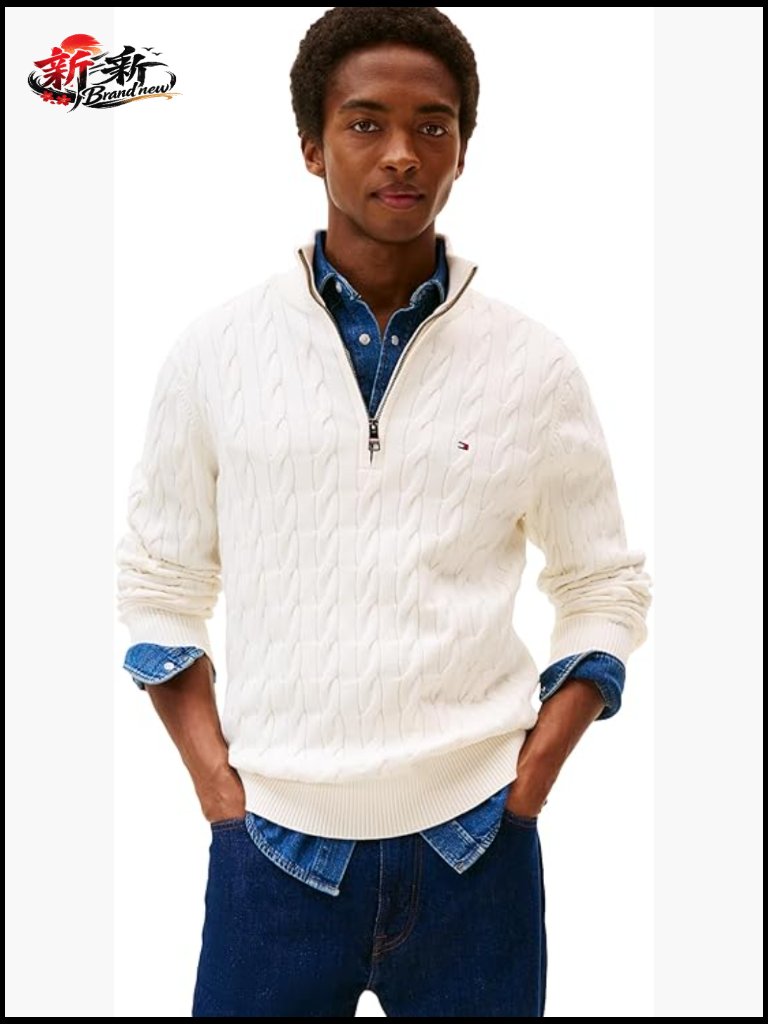 Lightweight Cable Pullover Quarter Zip Sweater